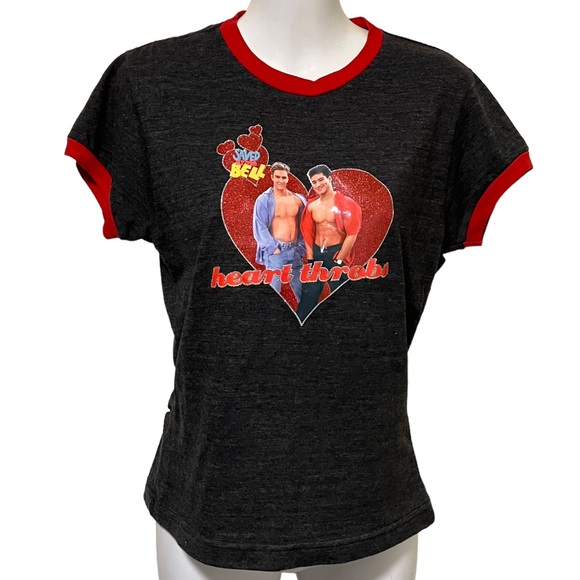 Ripple Junction Saved By The Bell Heart Throbs Gray Tee - Picture 2 of 7